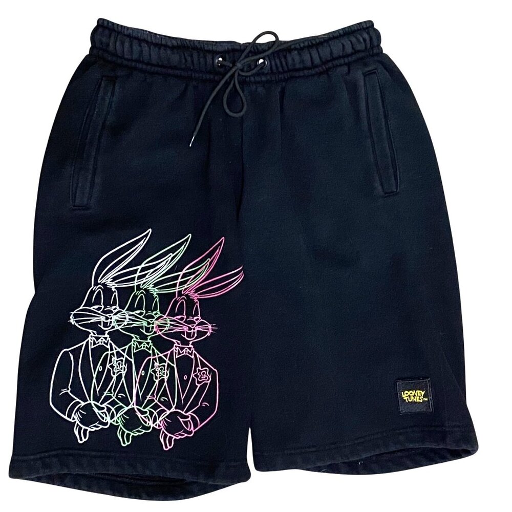 Looney Tunes Tuxedo Bugs Bunny‎ Sweat Shorts Mens M Black Athletic Athleisure